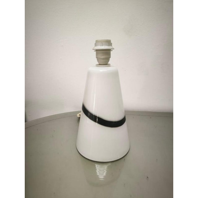 White Murano Glass Lamp with Black Band, 1970s For Sale - Image 9 of 10