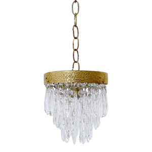 Mid 20th Century Italian Brass Upside Down Layered Cake Chandelier