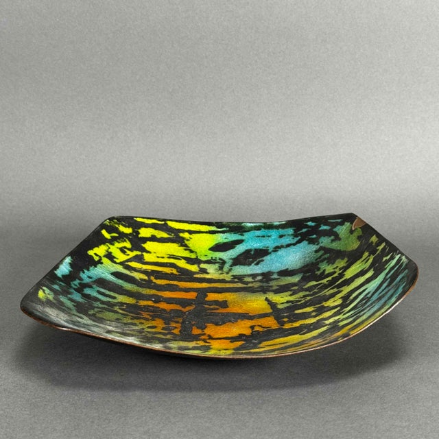 Amazing, rare example of mid-century studio enameled copperware. Very few of these beautifully crafted pieces ever come...