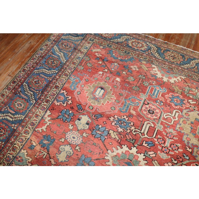 Antique Zabihi Collection Persian Heriz Rug - 12'3" x 15'6" For Sale - Image 9 of 12