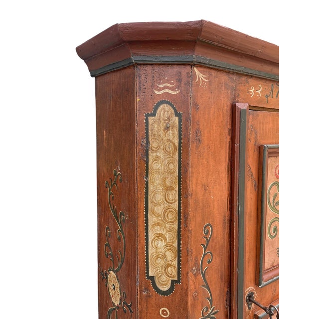 Mid 18th Century 1743 Alpine Floral Painted Cupboard For Sale - Image 5 of 18