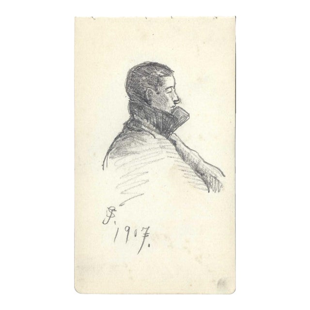 1907 Japanese Portrait Drawing For Sale