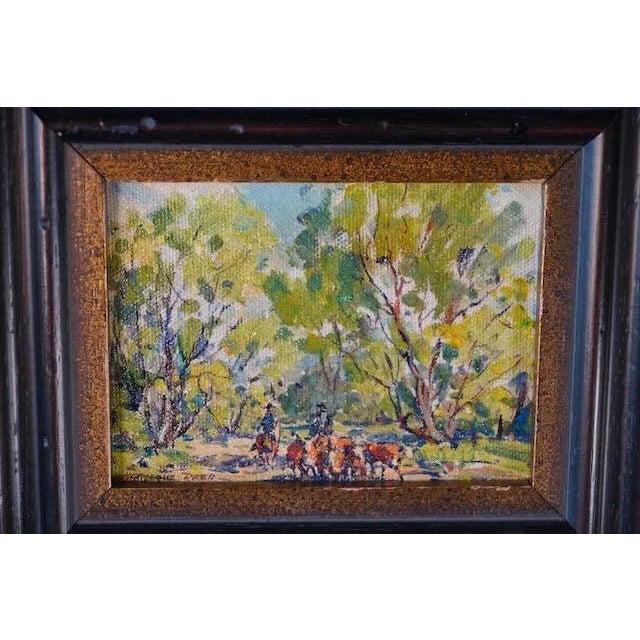 1940s 1940s Marjorie Reed - Miniature Oil on Board - Cattlemen For Sale - Image 5 of 6