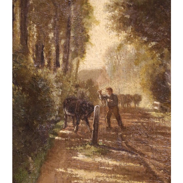19th Century French Barbizon Style Landscape With Cattle in Gilt Frame For Sale - Image 4 of 9
