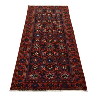 Luri Rug 4’1” X 7’9” Blue Wool Vintage Tribal Hand-Knotted Oriental Carpet For Sale
