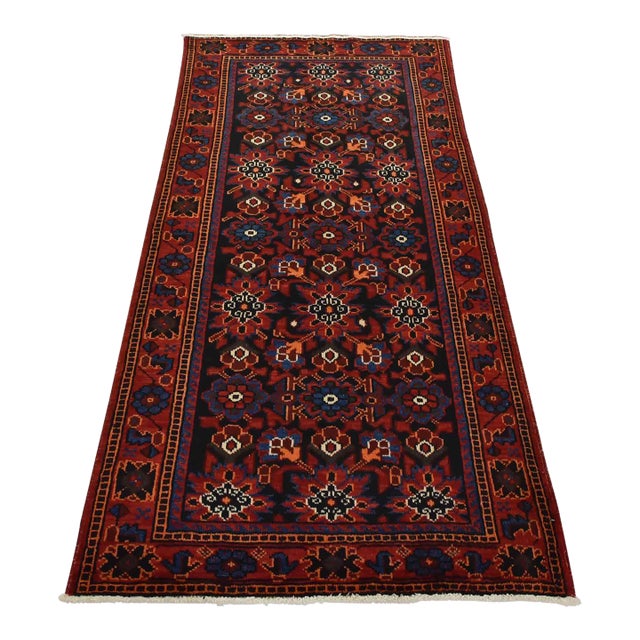 Luri Rug 4’1” X 7’9” Blue Wool Vintage Tribal Hand-Knotted Oriental Carpet For Sale