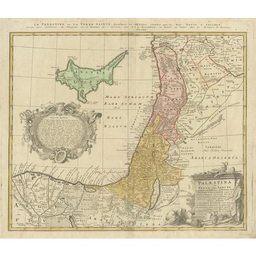 Hand-Colored Holy Land Map of Palestine from Homann Heirs, 1744 For Sale - Image 11 of 11