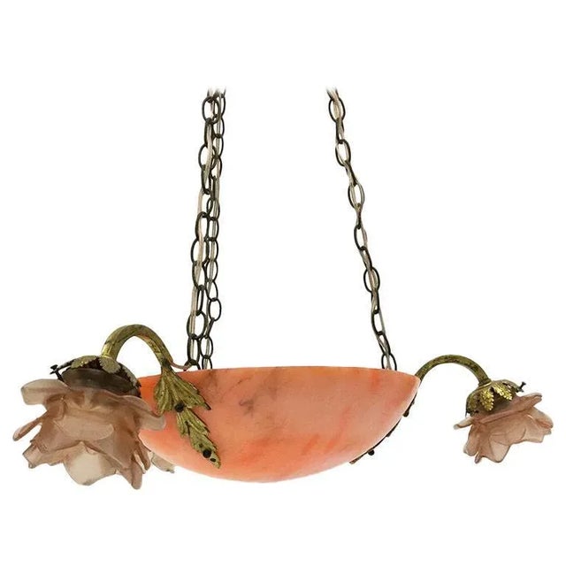 Alabaster Hanging Lamp with Fire-Gilded Ornaments, 1910-1920 For Sale - Image 10 of 10