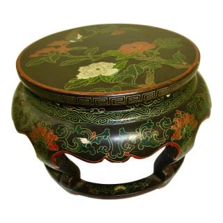 Chinese Enameled Wooden Vase Stand Circa 50s For Sale