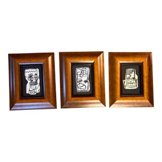 Three Contemporary Original Wayne Cunningham Abstract Marker Drawings - Set of Three For Sale