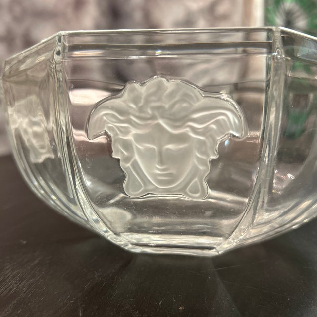 Versace by Rosenthal Crystal Medusa Faceted Bowl For Sale - Image 10 of 12