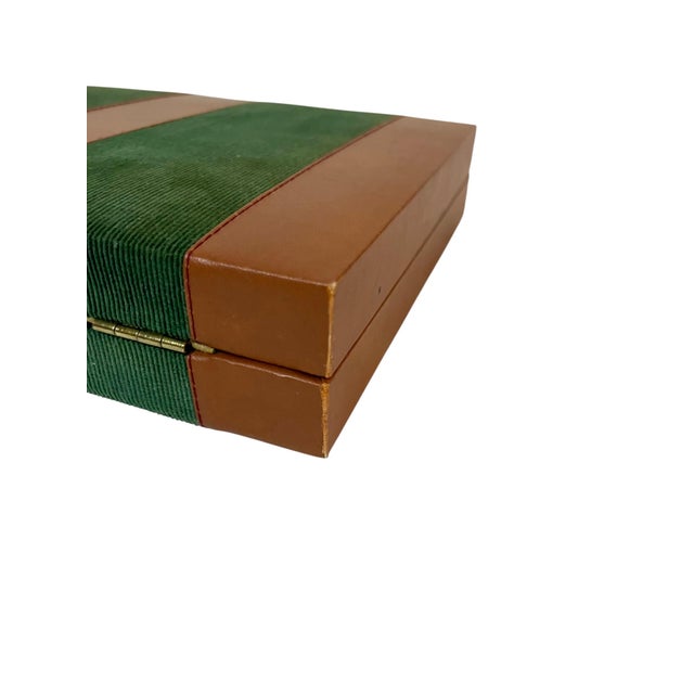 Vintage Mid-Century Green and Brown Striped Backgammon Game Set in Travel Case For Sale - Image 13 of 17