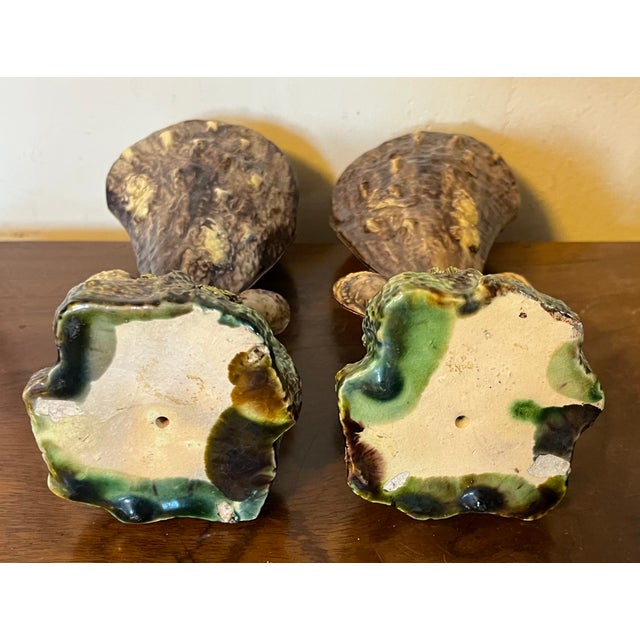 Antique 19th Century French Majolica Palissy Ware Sea Shell Form Vases - a Pair For Sale - Image 12 of 12