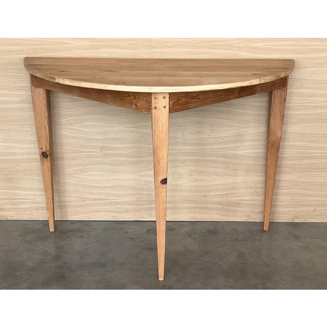 Spanish Demilune High Pine Console Table, 1890 For Sale - Image 3 of 8