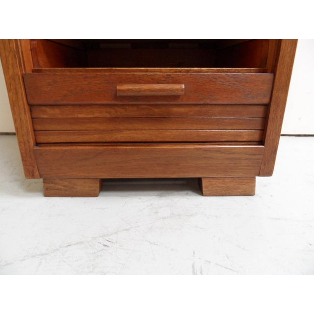 Brown Vintage Filing Cabinet with Roller Shutter, 1930s For Sale - Image 8 of 14