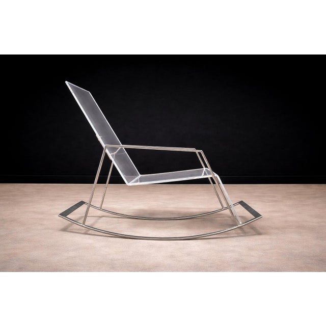 Rocking Chair in Metal and Acrylic, Unknown, 1970s For Sale - Image 4 of 8