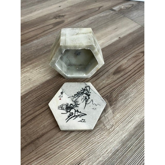 Mid-Century Modern Vintage Chinese Stone Trinket Box For Sale - Image 3 of 7