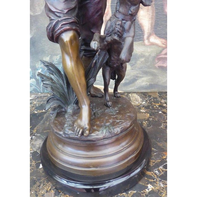 Antique French Figural Bronze of a Boy and Dog, 1920 For Sale - Image 6 of 18
