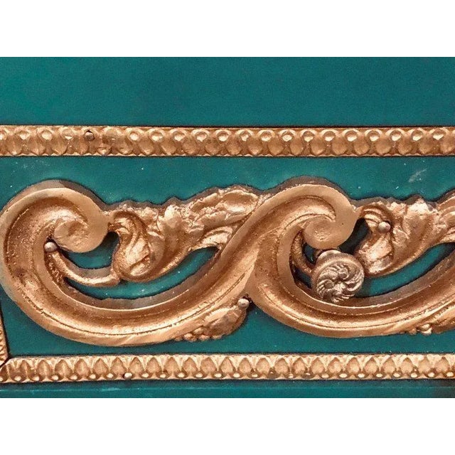 Paint Decorated Hollywood Regency Marble-Top Commodes Manner of M. Jansen, Pair For Sale - Image 10 of 13