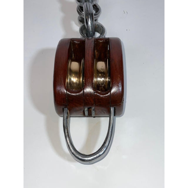 Wood Double Sheave Varnished Wood Nautical Pulley Block For Sale - Image 7 of 11