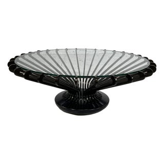 Round Metal and Glass Coffee Table For Sale