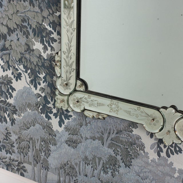 Large 19th C. Venetian Reverse Etched Mirror With Original Beveled Mirror Plate For Sale - Image 10 of 18