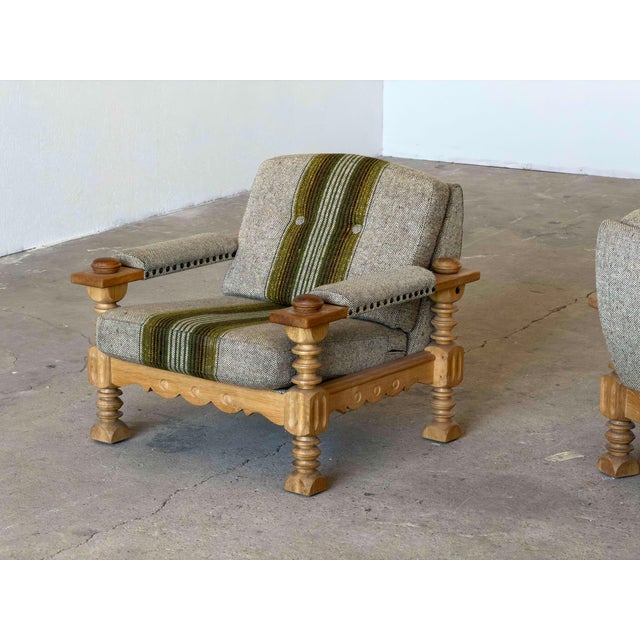 Brutalist Oak Lounge Chairs by Henning Kjærnulf, 1960s, Set of 2 For Sale - Image 11 of 17