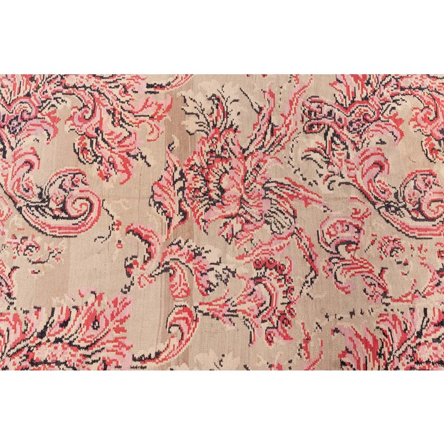 Rococo Vintage Bessarabian Flat-Weave Wool Rug  Vibrant Rococo Revival with Pixelated Charm For Sale - Image 3 of 8