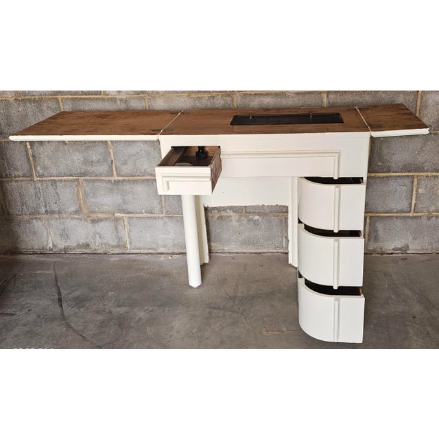 Victorian Off-White Enamel Fold-Top Sewing Table / Student Desk For Sale In Washington DC - Image 6 of 10