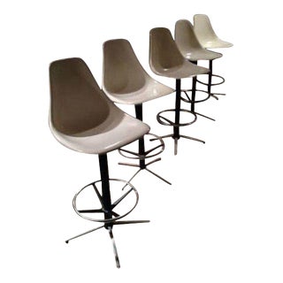 Burke Krueger Style Swivel Bar Stools - Set of 5 For Sale