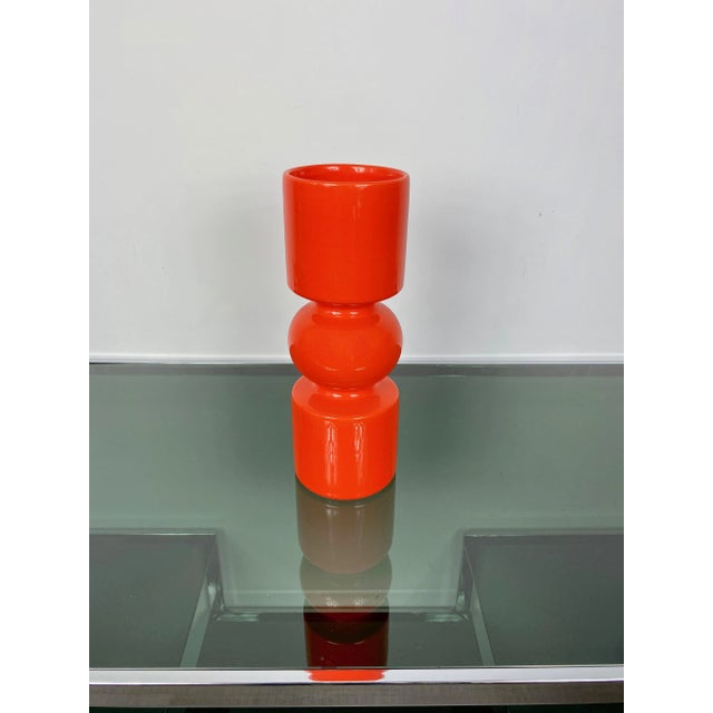 Orange ceramic vase by the Italian Designer Spanish pine, about 1970. This piece is attributed to the mentioned...