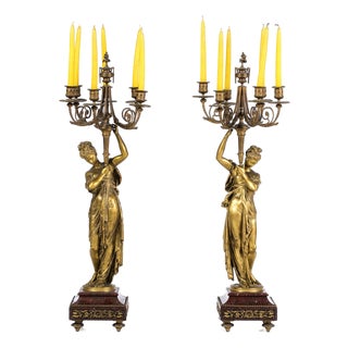 Candleholders by Albert Carrier-Belleuse, Set of 2 For Sale