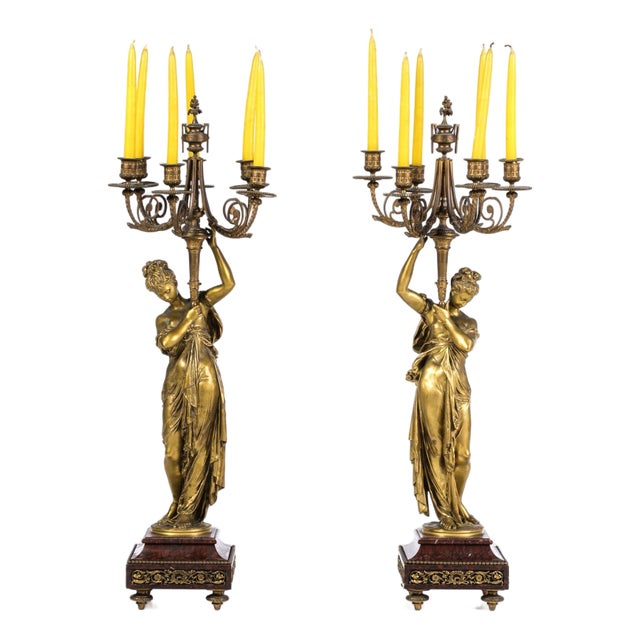 Candleholders by Albert Carrier-Belleuse, Set of 2 For Sale