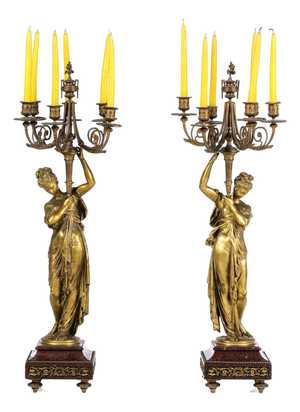Candleholders by Albert Carrier-Belleuse, Set of 2