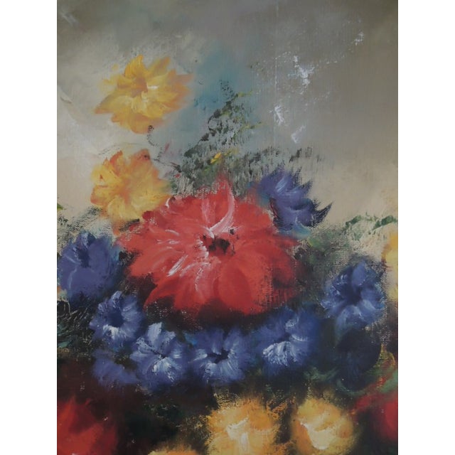 1960s Oil Painting by De Marco 26 X 32 "California School of Painters" Still Life Flowers in Vase For Sale - Image 9 of 9