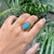 Mid-Century Modern 14k Yellow Gold 6.68ct Oval Turquoise Cocktail Ring Size 4 With Sapphire & Diamond For Sale - Image 3 of 16