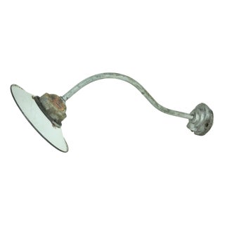 White Enameled Metal Garden Light, 1940s For Sale