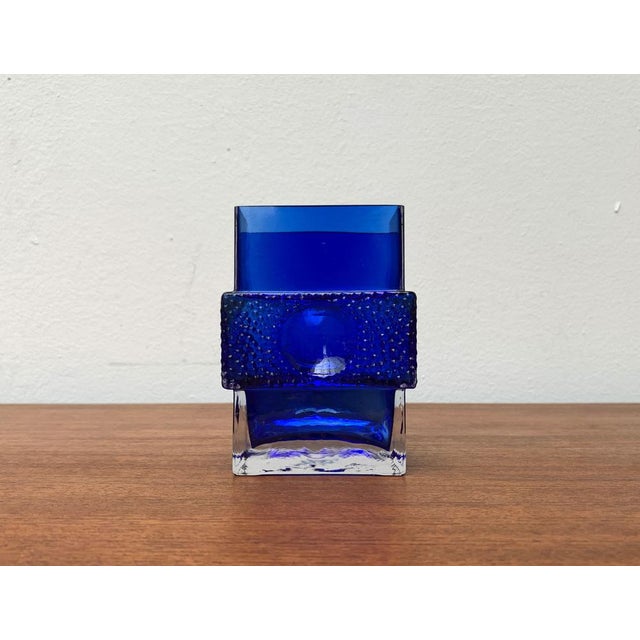 Blue Space Age Glass Block Vase, 1960s For Sale - Image 8 of 18