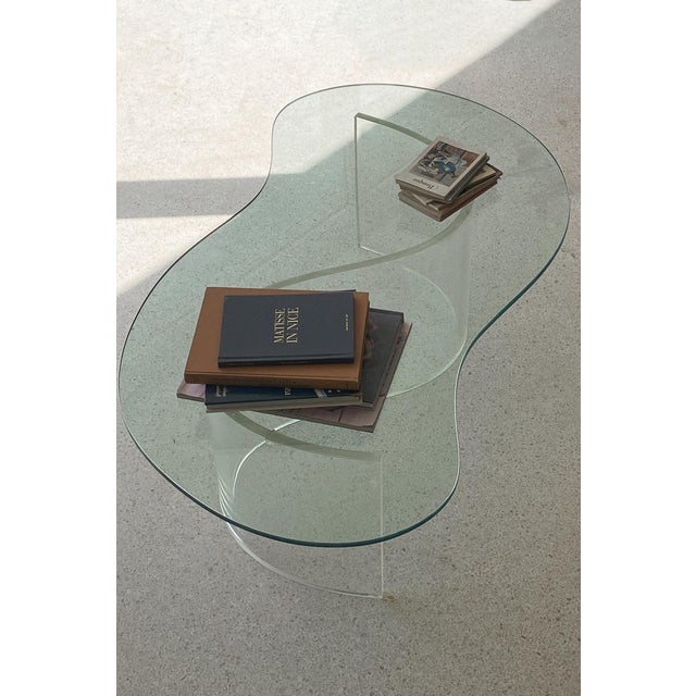 Biomorphic Lucite and Glass Coffee Table For Sale - Image 4 of 9
