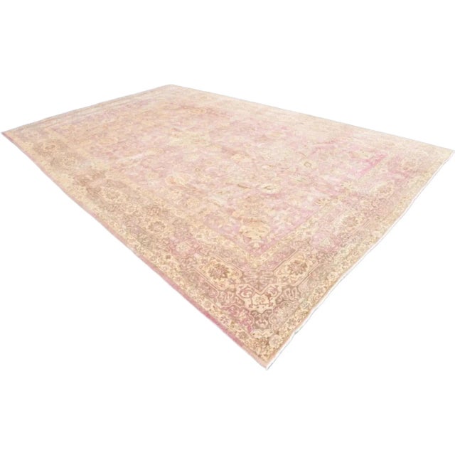 Traditional 1960s Rose Pink 10x16 Wool Unique Designer Turkey Vintage Rug For Sale - Image 3 of 11