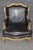 Animal Skin Maison Jansen Genuine Leather Gilt and Paint Decorated Grand Scale Bergere Chair For Sale - Image 7 of 15