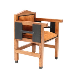 Art Deco Hague School Oak Armchair by Jacques Grubben, 1930s For Sale