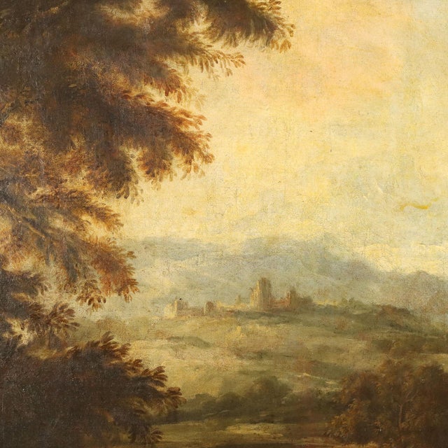 Landscape with Stream, Mill and Figures, Oil on Canvas, Framed For Sale - Image 9 of 14