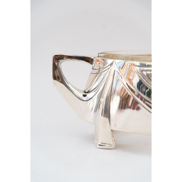 Art Nouveau Fruit Bowl in Brass, Silver and Original Glass, 1908 For Sale - Image 10 of 12