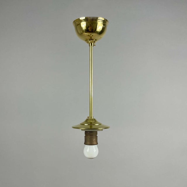 Satin Striped Glass and Brass Pendants, Sweden, 1950s, Set of 2 For Sale - Image 12 of 17