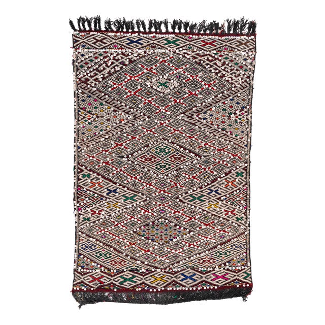Vintage Eclectic Handwoven Berber Rug, 1990s For Sale