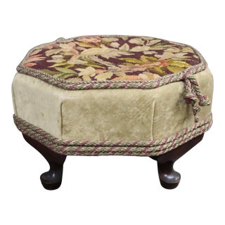 Queen Anne Needlepoint Footstool For Sale
