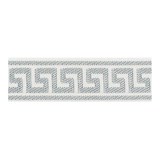 Sample - Schumacher Etienne Silk Greek Key Trim Narrow in Cloud For Sale
