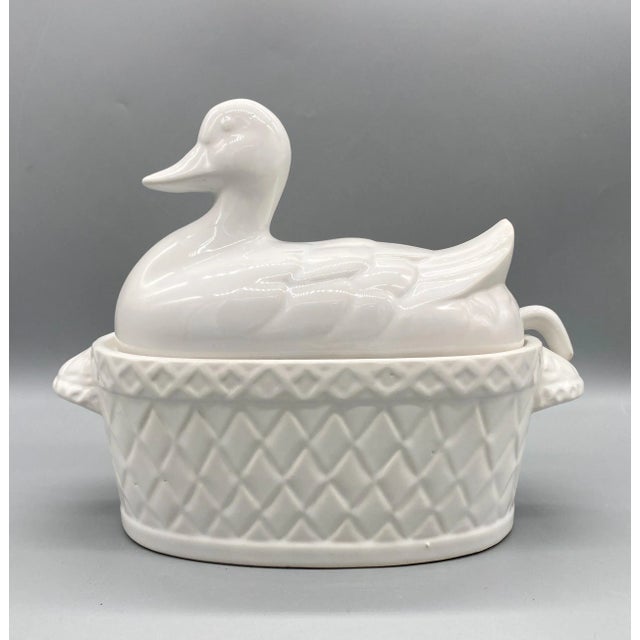 20th Century Farmhouse White Duck Soup Tureen With Ladle For Sale - Image 10 of 10