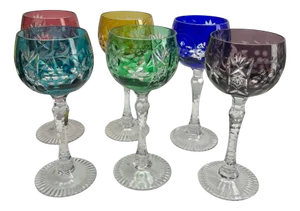Crystal Stem Glasses, 1950s, Set of 6
